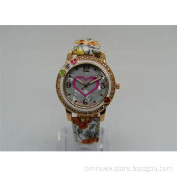 Stainless steel Heart quartz ladies watch / rose gold ladie